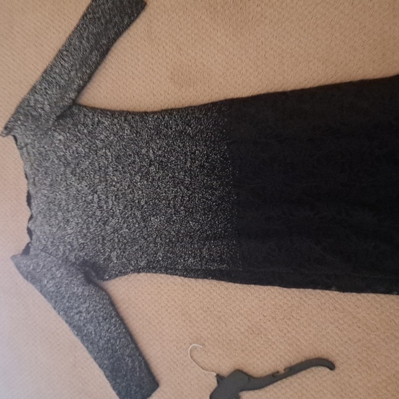 MARINA Black&Silver Ombre Knit Maxi Off Shoulder Cocktail Dress w/ 3/4 Sleeve 8 - Picture 2 of 12